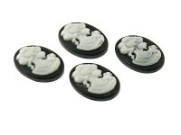 4 Cabochon/Kamee in schwarz, 18 x 13 mm