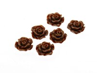 10 braune, flache Rosen als Cabochon, 10 mm