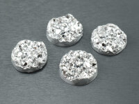 4 Cabochons "Eiskristalle" in silber, 12 mm