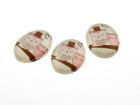4 Glascobochons Eulenpaar in rosa, 18 x 13 mm