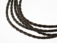 2 m Kunstlederband geflochten in dunkelbraun, 3 mm