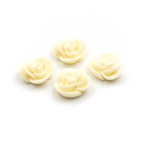 4 Cabochons als Rose in vanille, 15 mm