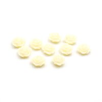 10 flache Rosen als Cabochon in elfenbein, 10 mm