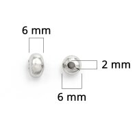 Coverperlen in platinfarben, geschlossen 6mm 20 Stück