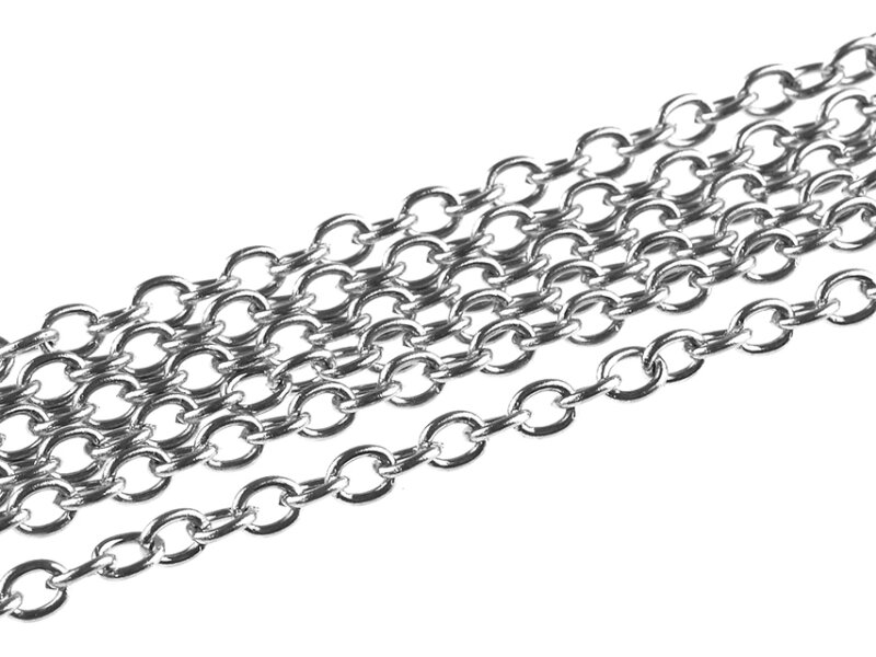 2 m Kette in silberfarben platiniert, 2,5 x 3,5 mm