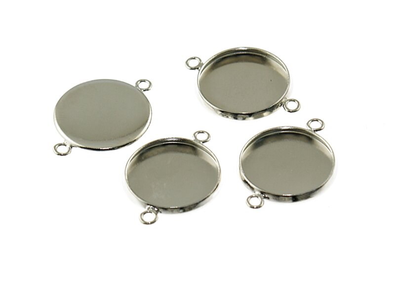 4 Verbinder in silberfarben platiniert für 14 mm Cabochon