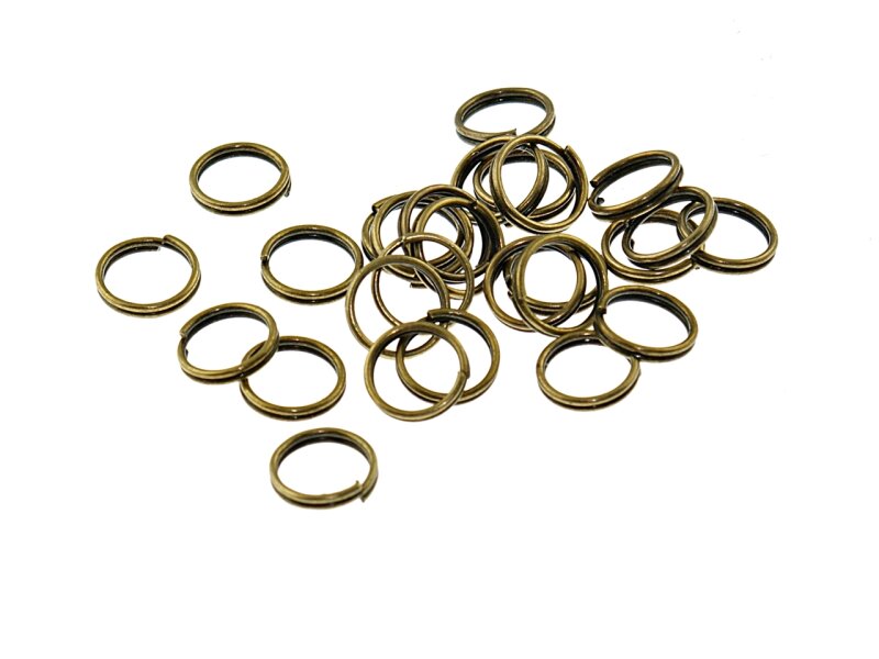 50 doppelte Splitringe in vintage Bronze, 8 mm