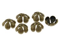 10 Blumen Perlkappen in antik Bronze, 12 mm