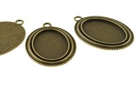 2 ovale Fassungen für 30 x 20 mm Cabochons in antik...