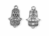 Hamsa Symbol in antik silberfarben 22mm lang 6 Stück