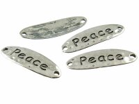 4 Verbinder "Peace" in antik silberfarben