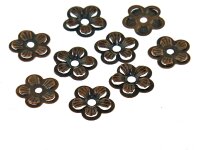 50 3D Blüte Perlkappen in antik Kupfer, 11,5 mm