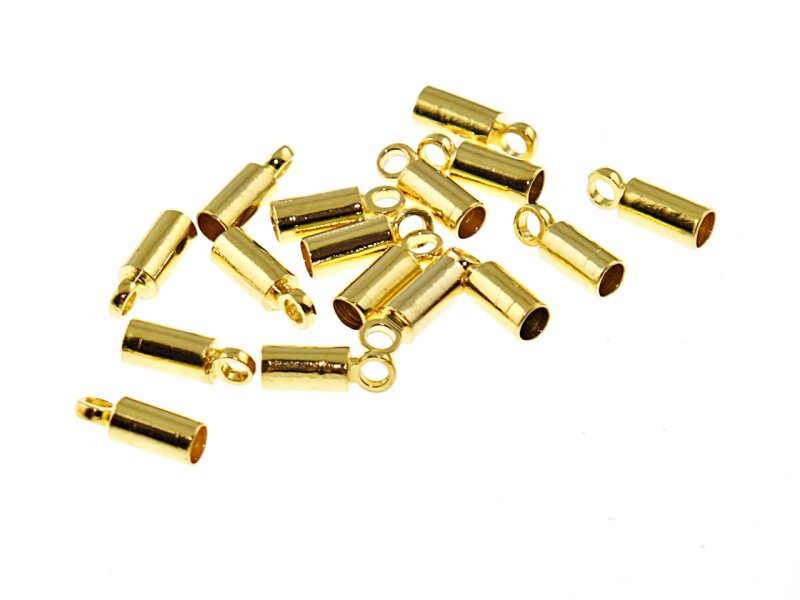 20 Endkappen mit Öse für 2 mm Bänder in goldfarben