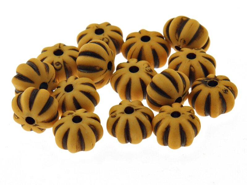 40 kürbisförmige Acrylperlen in ocker - braun, 12 mm