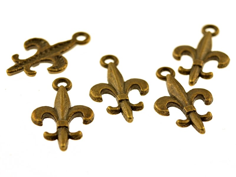 8 Anhänger fleur de lis in antik Bronze, 21 mm