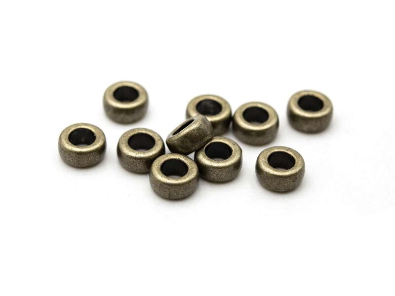 10 schlichte Großlochperlen in antik Bronze, 7 mm