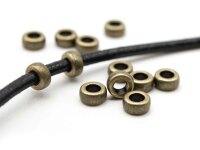 10 schlichte Großlochperlen in antik Bronze, 7 mm