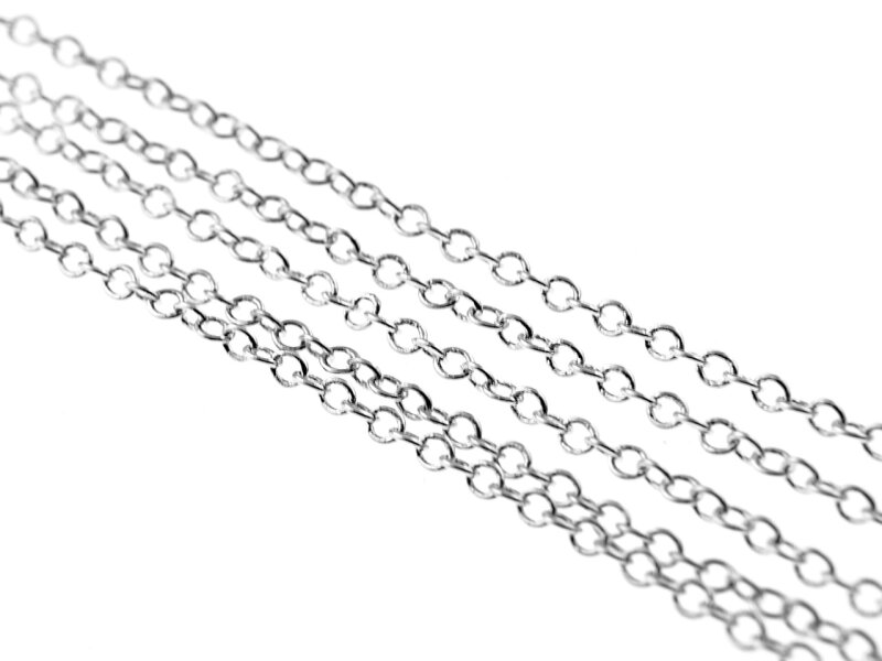 Feine Messingkette langanhaltend platinfarben beschichtet, 2 m, ovale Glieder 2 x 1,5 mm