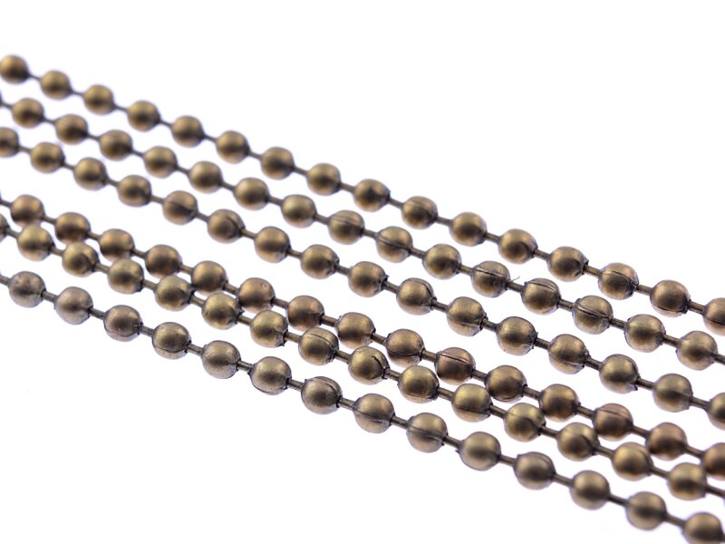 2 m Kugelkette in antik Bronze, 2,4 mm