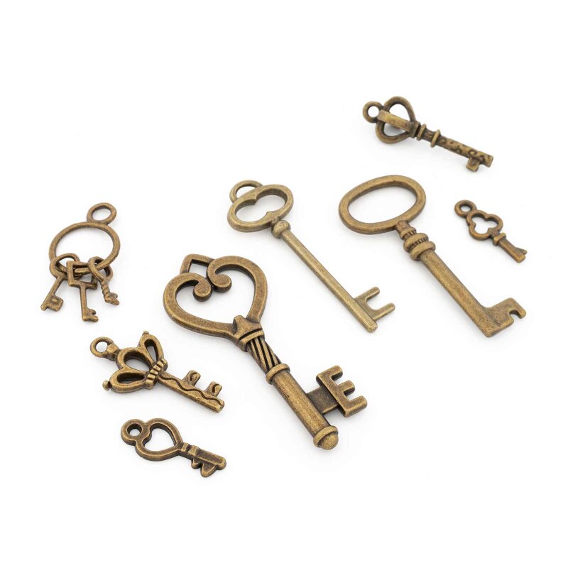 Set PAULINE Anhängerset mit 8 unterschiedlichen Schlüsseln in antik Bronze