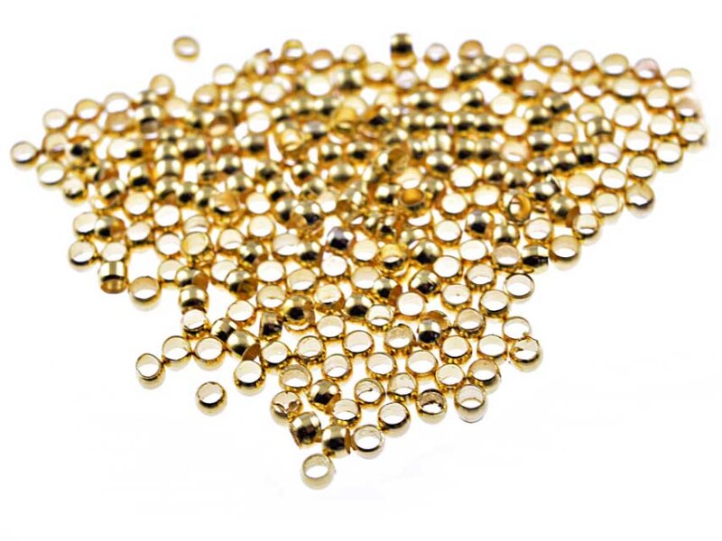 200 Quetschperlen in goldfarben, 2 mm