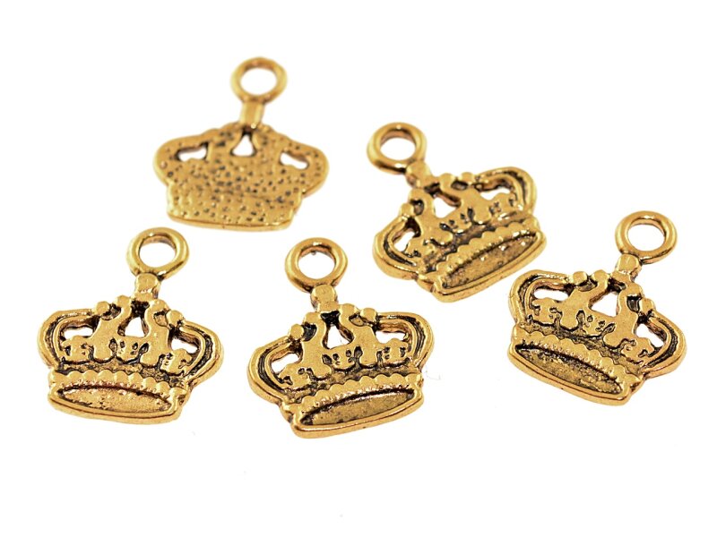 8 Anhänger als Krone in antik goldfarben