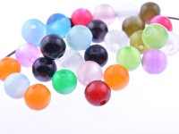 20 Cateyeperlen als Farbmix, 8 mm