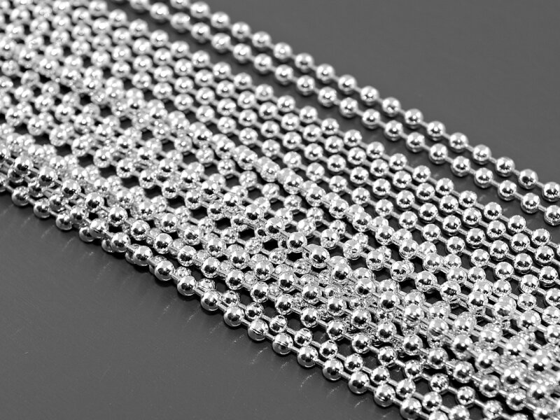 10 m Kugelkette in silberfarben, 2 mm