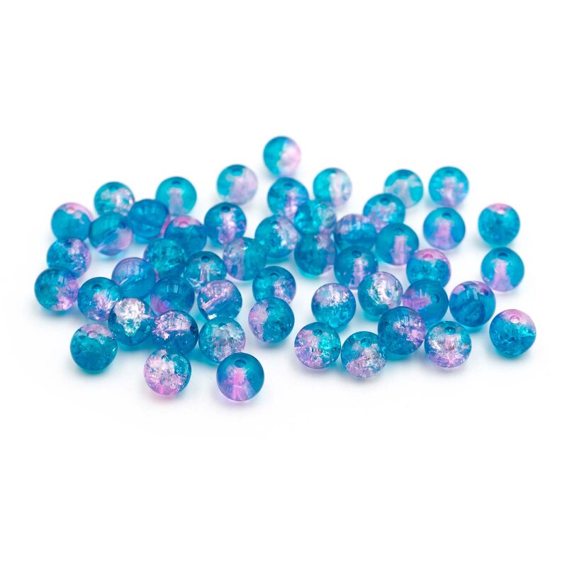 Crackleglasperlen in petrol und lila 6 mm 50 Stk