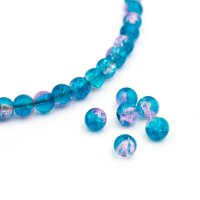 Crackleglasperlen in petrol und lila 6 mm 50 Stk