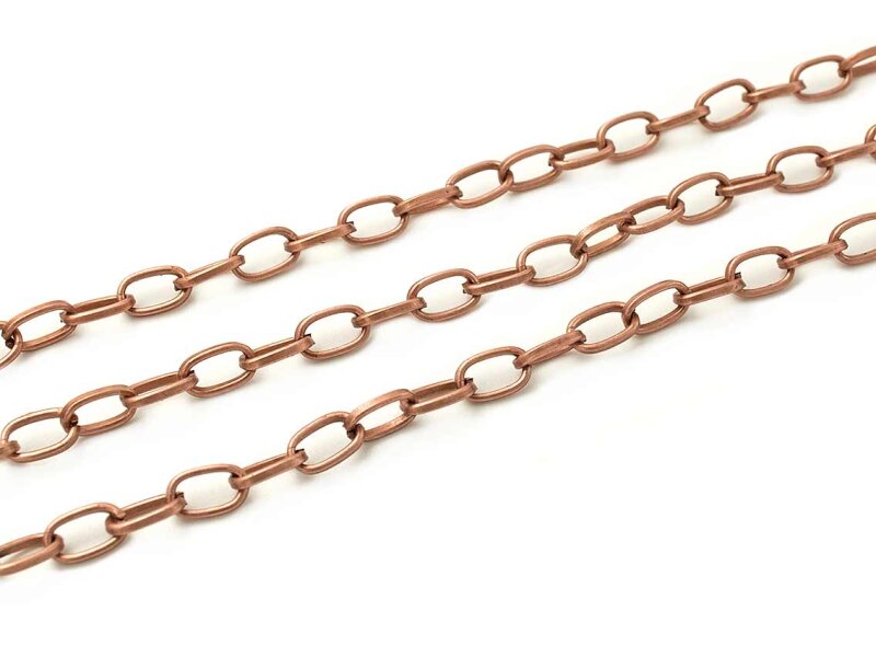 2 m ovale Gliederkette in antik Kupfer, 6,8 x 4 mm