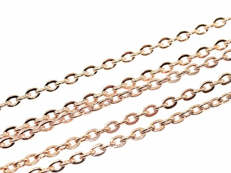 2 m Gliederkette in rosègoldfarben, 3 x 2 mm