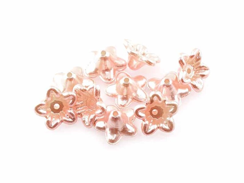 10 kleine Acrylblüten im perlmuttdesign in rosa, 10 mm