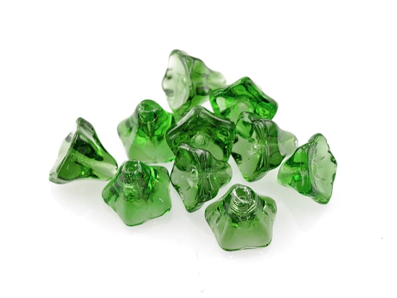 10 Glasblumen in dunkelgrün, 9 mm