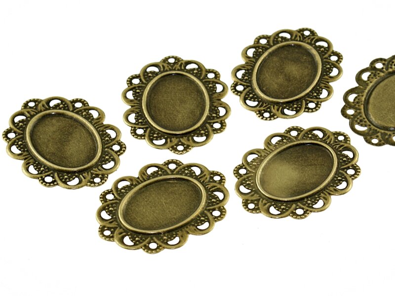 6 Rahmen in antik Bronze für 18 x 13 mm Klebeperlen