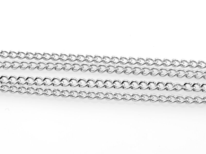 2 m einfach gedrehte Gliederkette in silberfarben platiniert, 3 x 2 mm