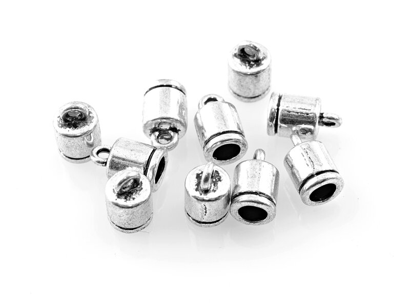 10 Endkappen für 4 mm Bänder in antik silberfarben