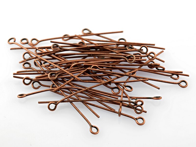 70 Ösenstifte in antik Kupfer, 3,5 - 3,8 cm
