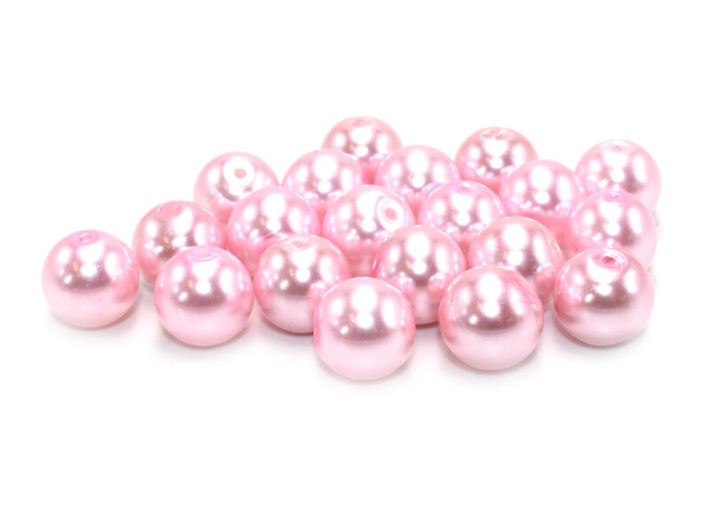 20 Glaswachsperlen in rosa, 12 mm