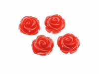 4 Cabochons als Rosen in rot, 16 mm