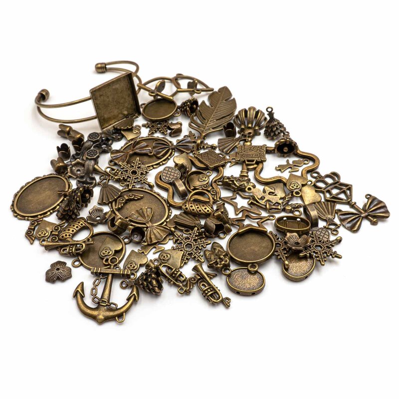 Set MADLEN Vintage Bastelset in antik Bronze 100 Teile