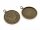 2 Fassungen rückseitig mit einer Uhr in 3D geprägt in antik Bronze für 25 mm Cabochons