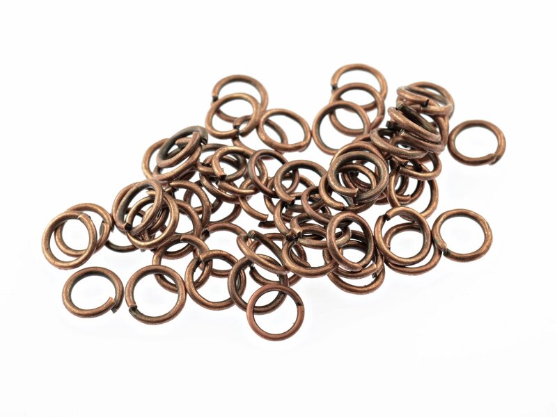 100 Biegeringe in antik Kupfer, 6 mm