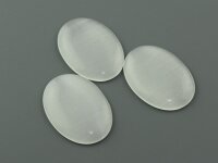 2 Cabochons 25*18 mm Cateye Glas weiß