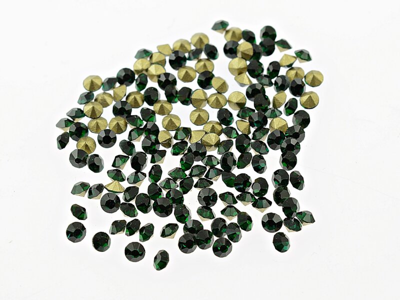 100 Strasssteine in emerald, 2,3 mm