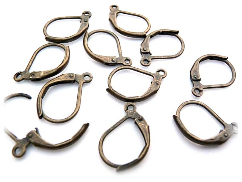 10 Brisuren in vintage Bronze, Klappohrring