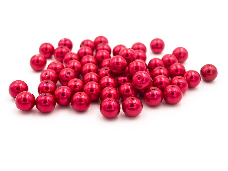 Glaswachsperlen in rot 10 mm 40er Set