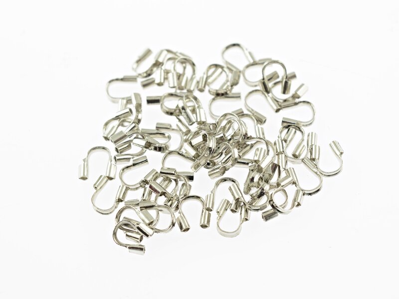 40 Drahtschützer aus Messing in silberfarben platiniert, 4,5 mm