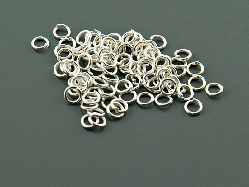 100 Binderinge 4 mm silberfarben