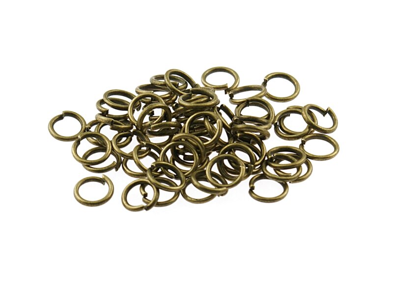 100 runde Biegeringe in antik Bronze 6 x 0,9mm